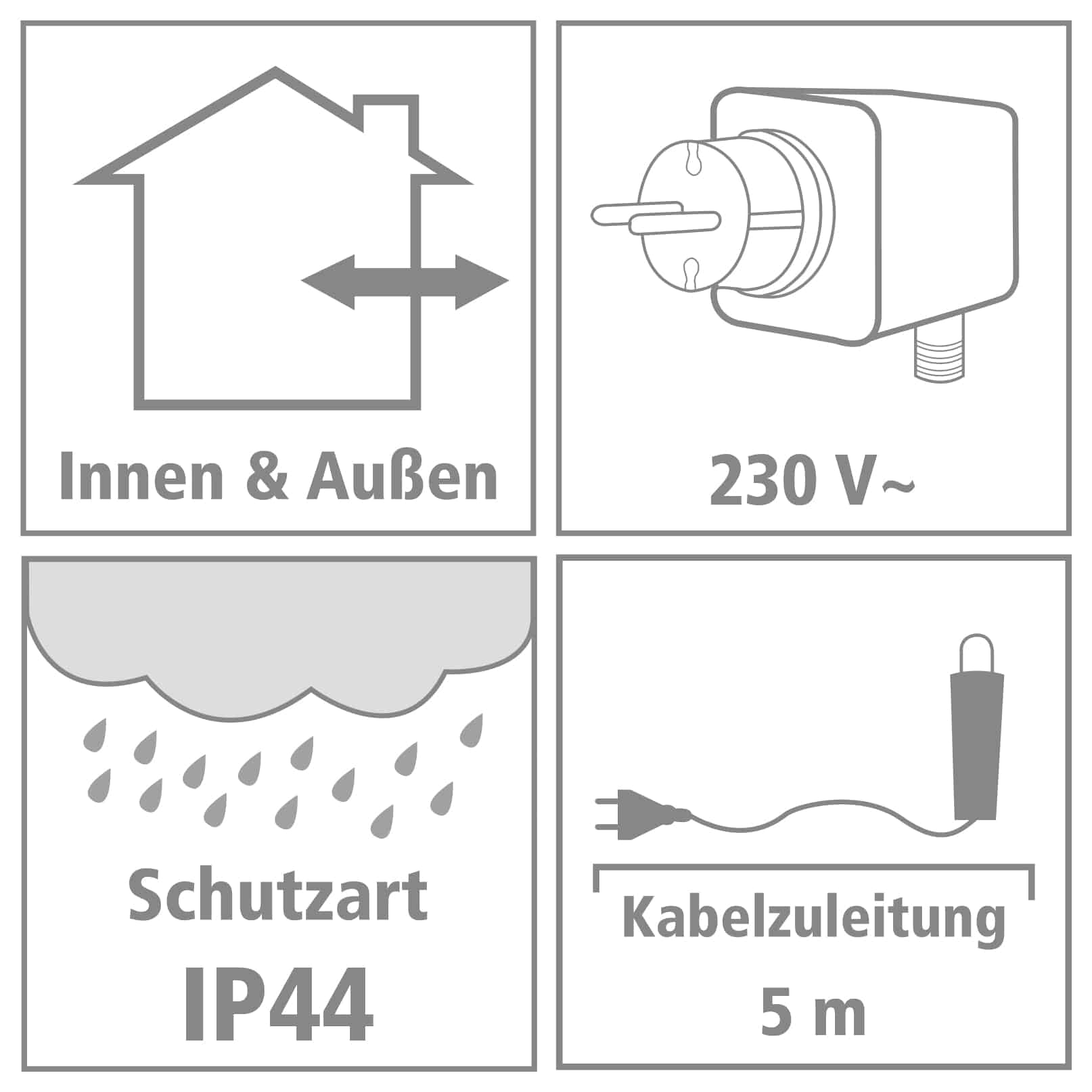 LED-Büschellichterkette Silberdraht, bunt, 240 LEDs, 230V~, IP44, 7,4m