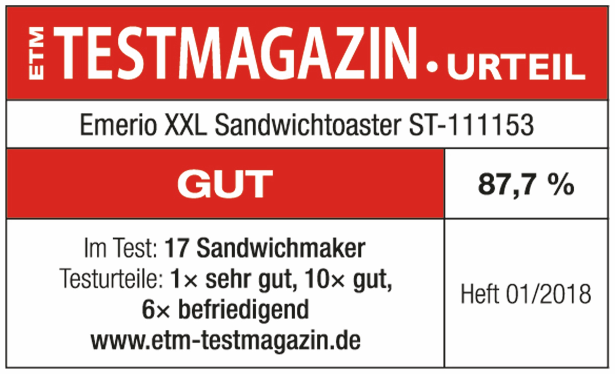 EMERIO Sandwichmaker ST-111153, 1300 W