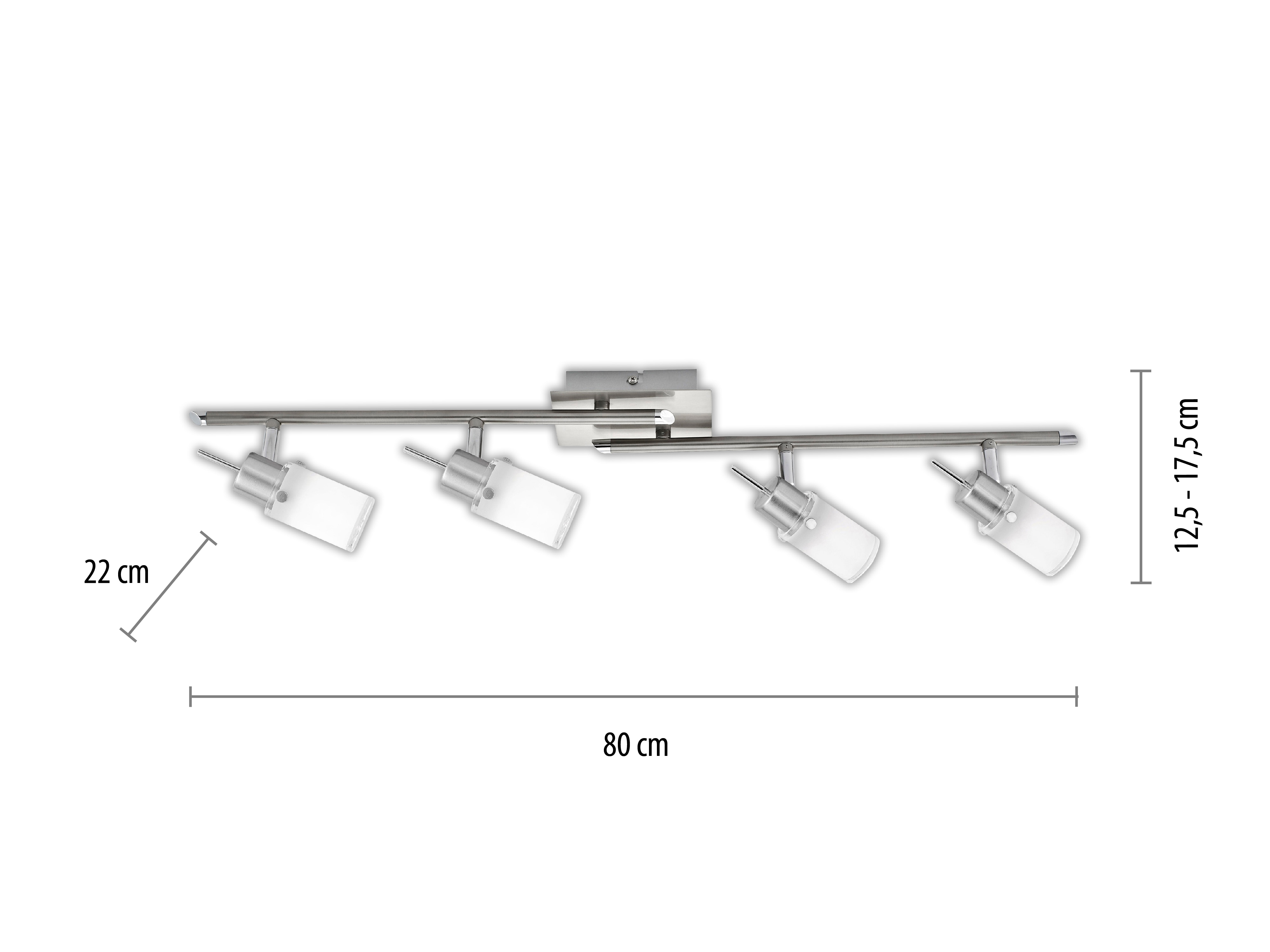 JUST LIGHT LED-Deckenleuchte 11934-55 stahlfarbig, 16W, 1680lm, 3000K