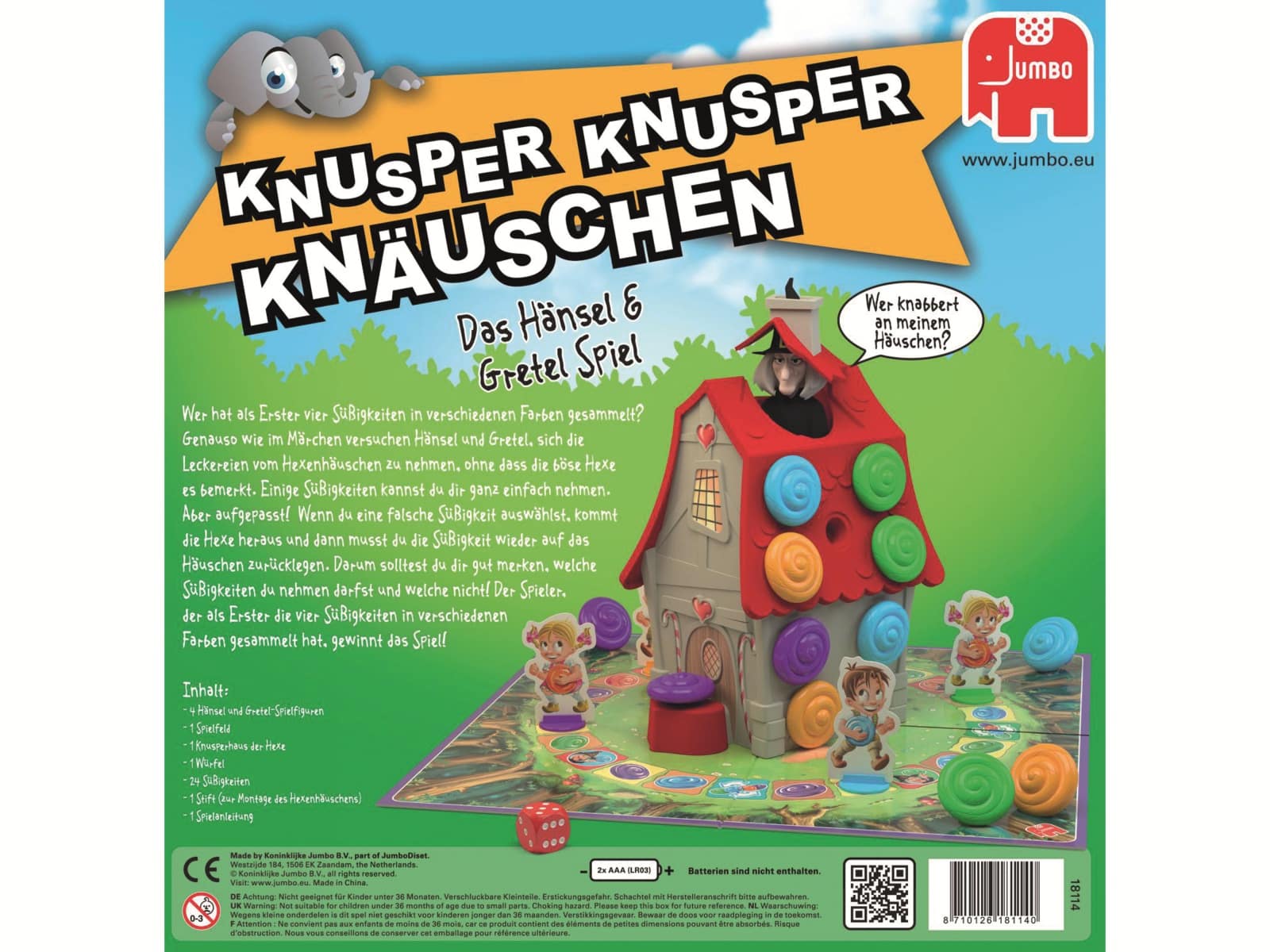 JUMBO Spiele Kinderspiel, 19713, Knusper, Knusper Knäuschen 