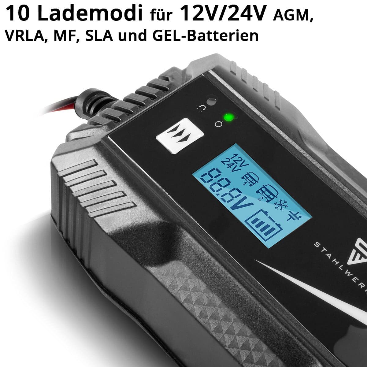 STAHLWERK Batterieladegerät IBC-100 ST, 12 V/ 24 V, 10 Lademodi