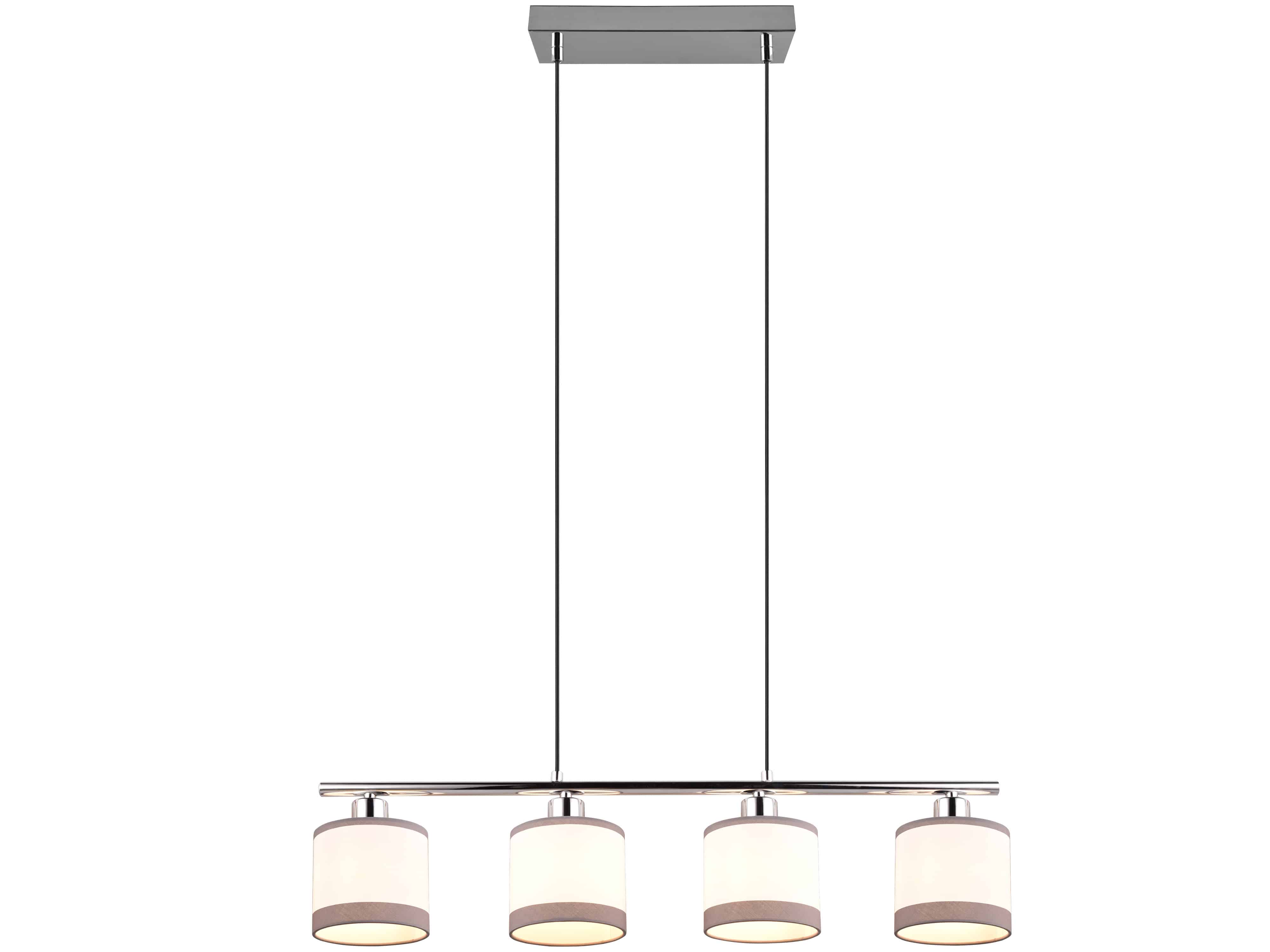 REALITY Pendelleuchte Davos R31554006 chrom, Schirme weiß, für 4 x E14