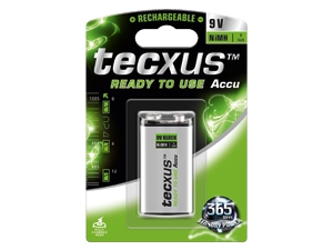 Tecxus NiMH-9V-Blockakku "Ready to use"