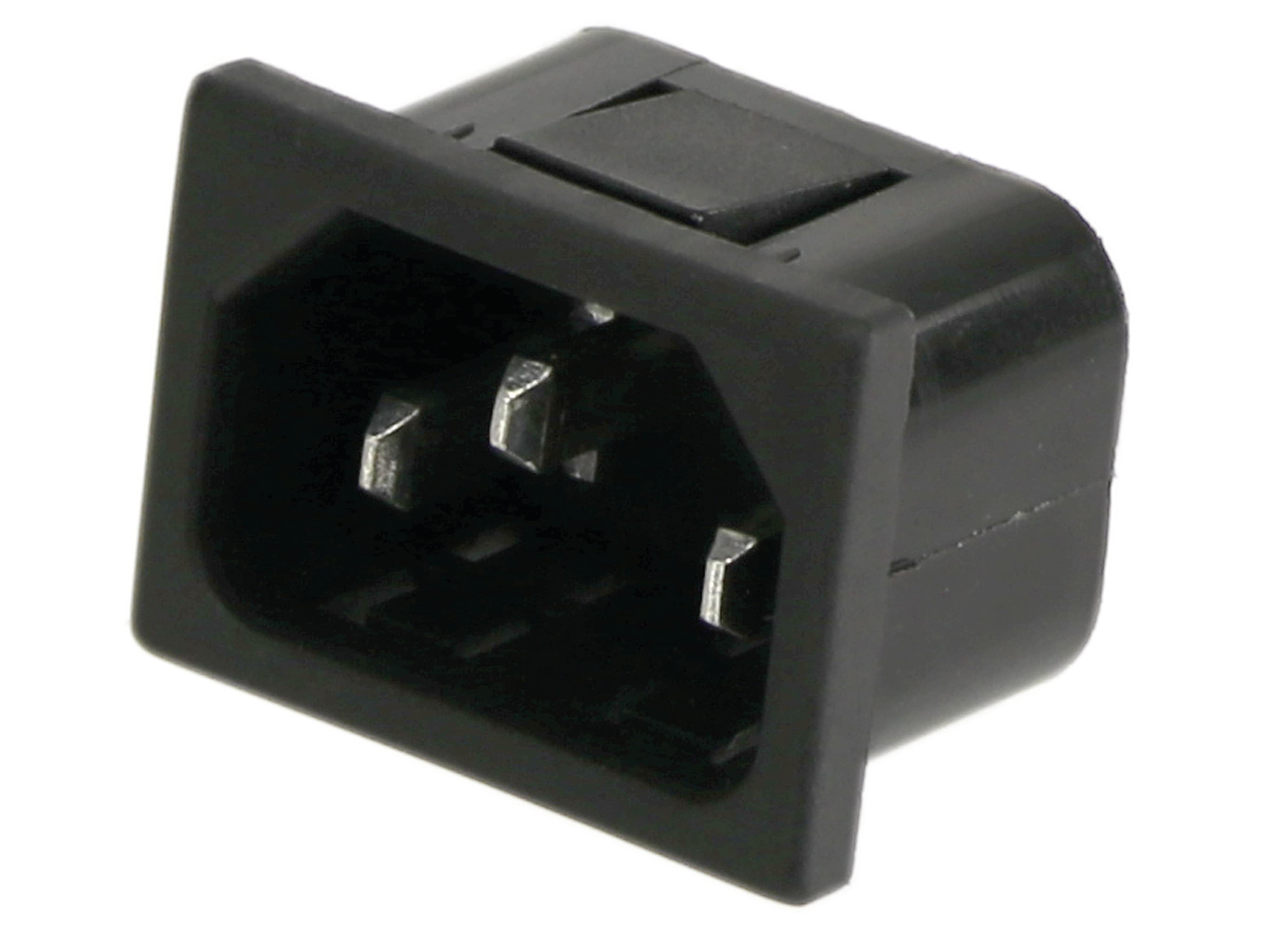 Kaltgeräte-Einbaustecker JR-101S, schwarz