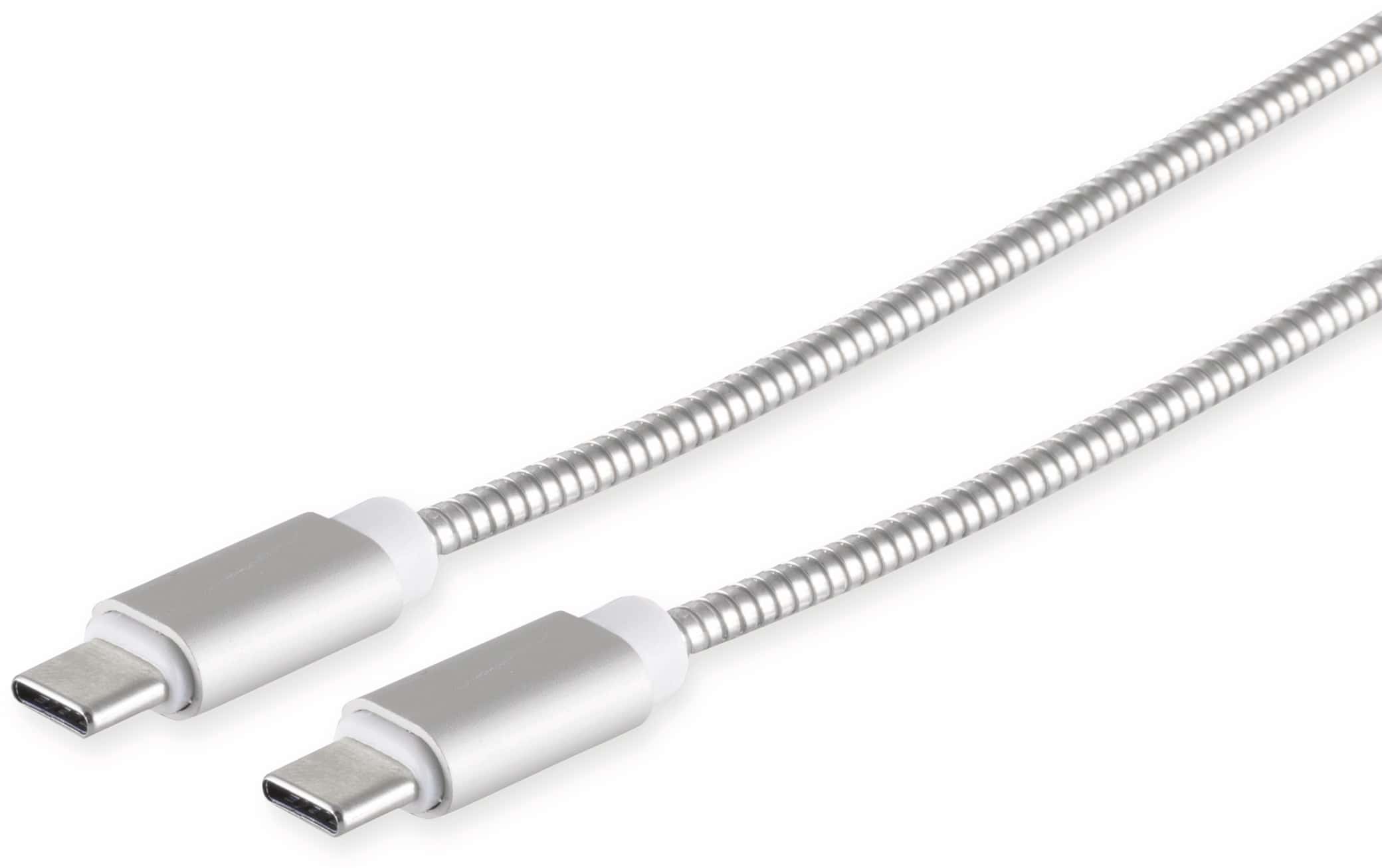 S-IMPULS USB2.0 Typ-C Kabel, Metall-Mantel, 1 m, silber