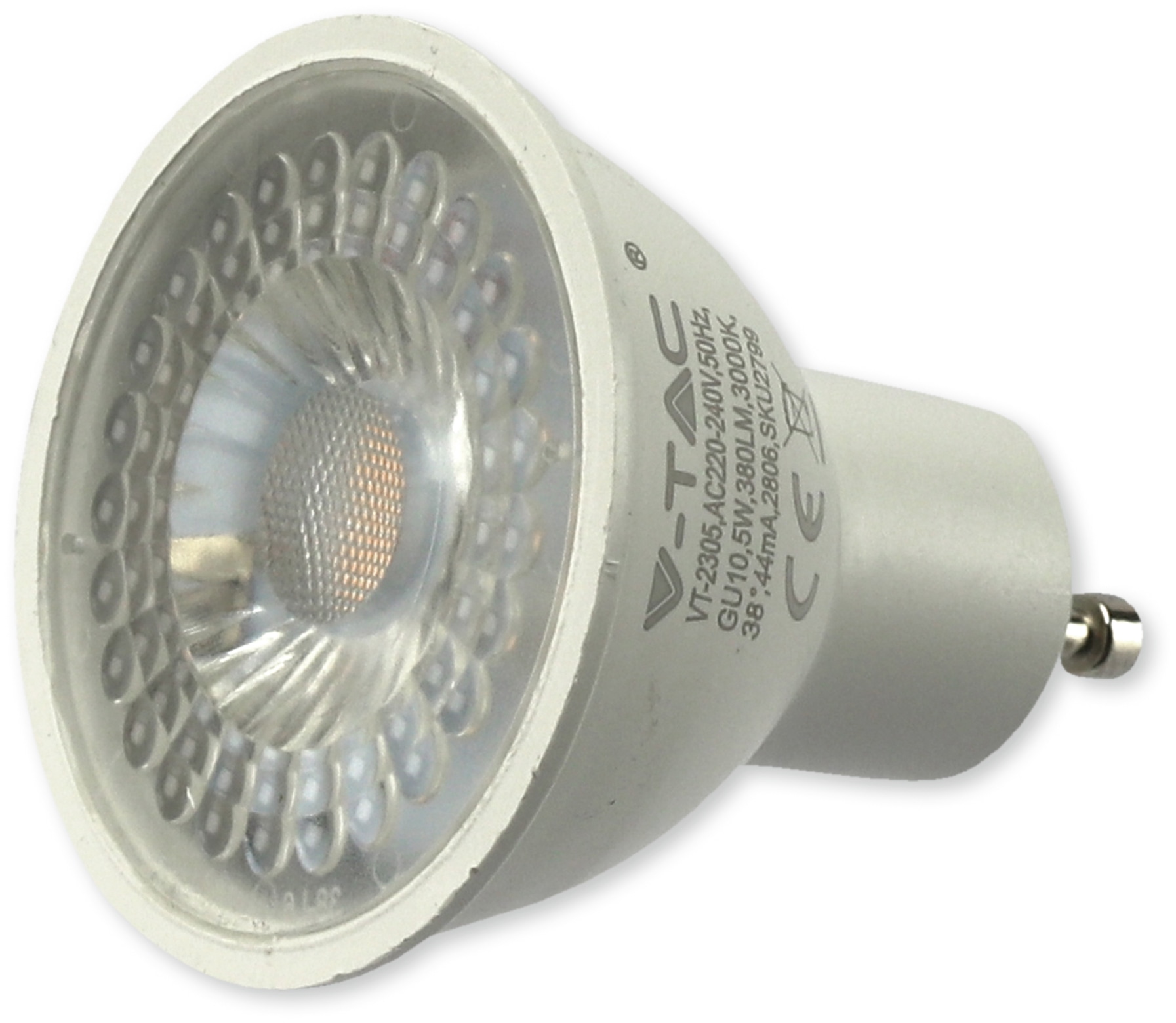 V-TAC LED-Lampe, VT-2305, GU10, 5W, 3000k, 380lm, 10 Stück