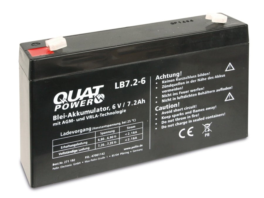 QUATPOWER Blei-Akkumulator LB7.2-6, 6 V-/7,2 Ah