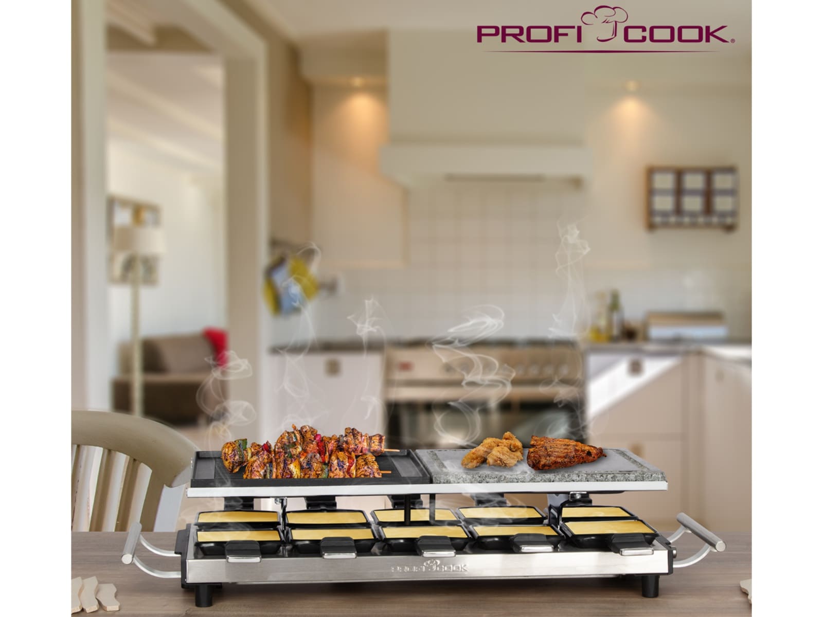 PROFI COOK Raclette-Grill PC-RG 1144 inox, 2-in1, 1700 W, 10 Personen