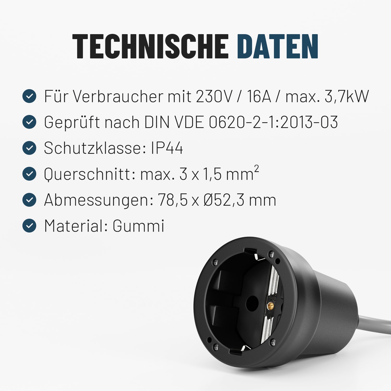 ABSINA Schutzkontaktkupplung, schwarz, 6 Stück