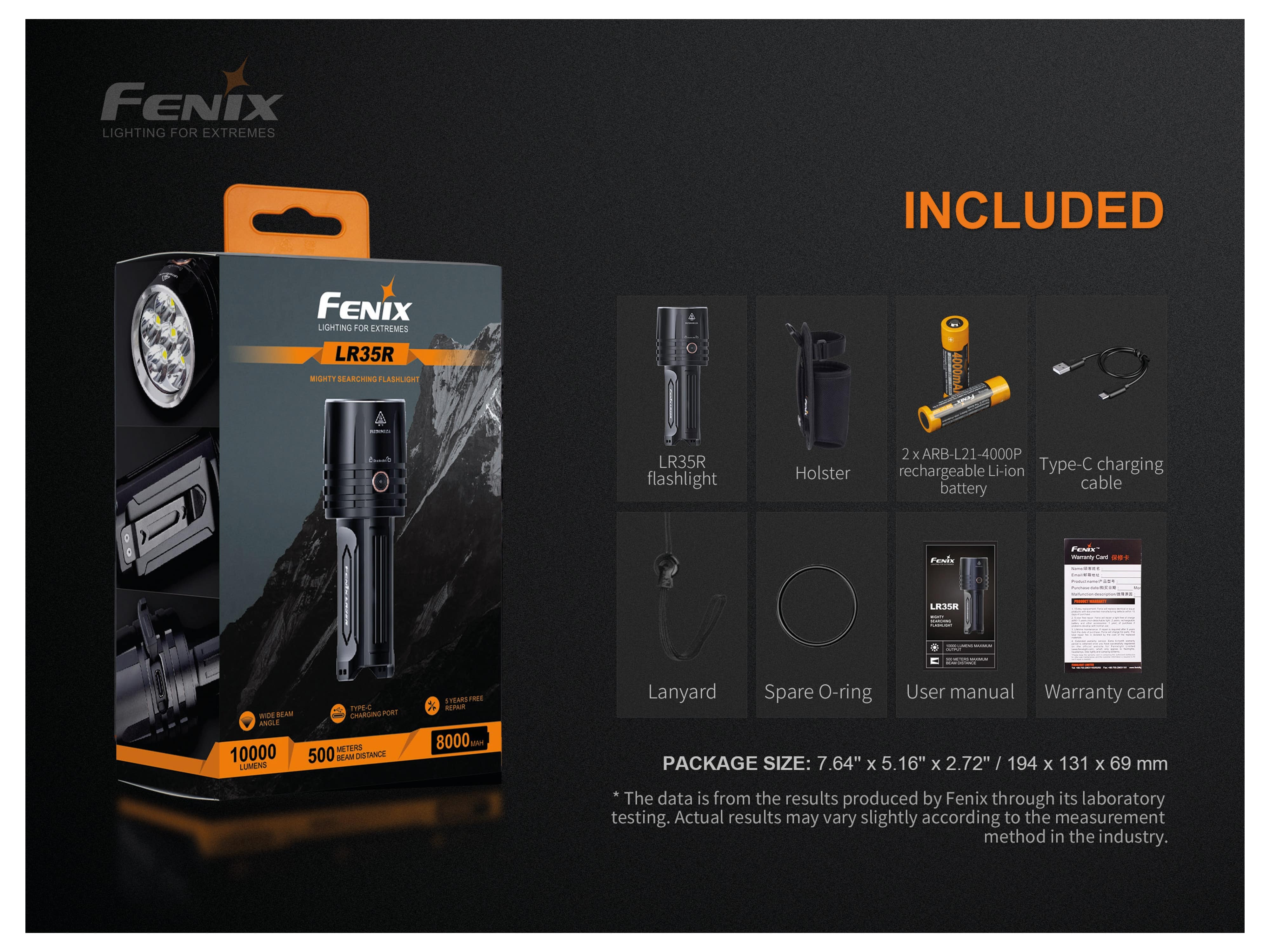 FENIX LED-Taschenlampe LR35R, 10.000 Lumen