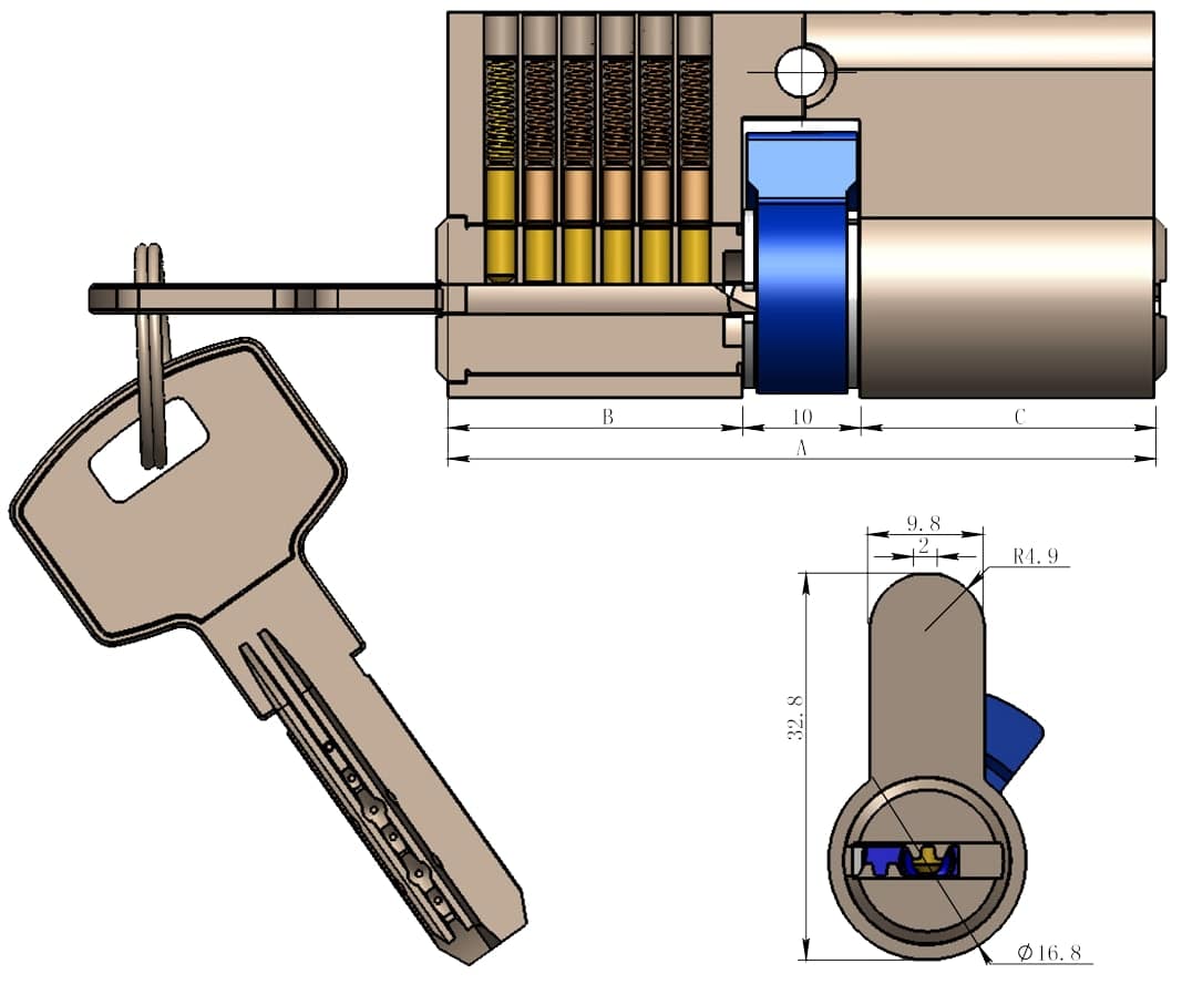 CHILITEC Sicherheits-Schließzylinder, 70 mm, Not- & Gefahrenfunktion