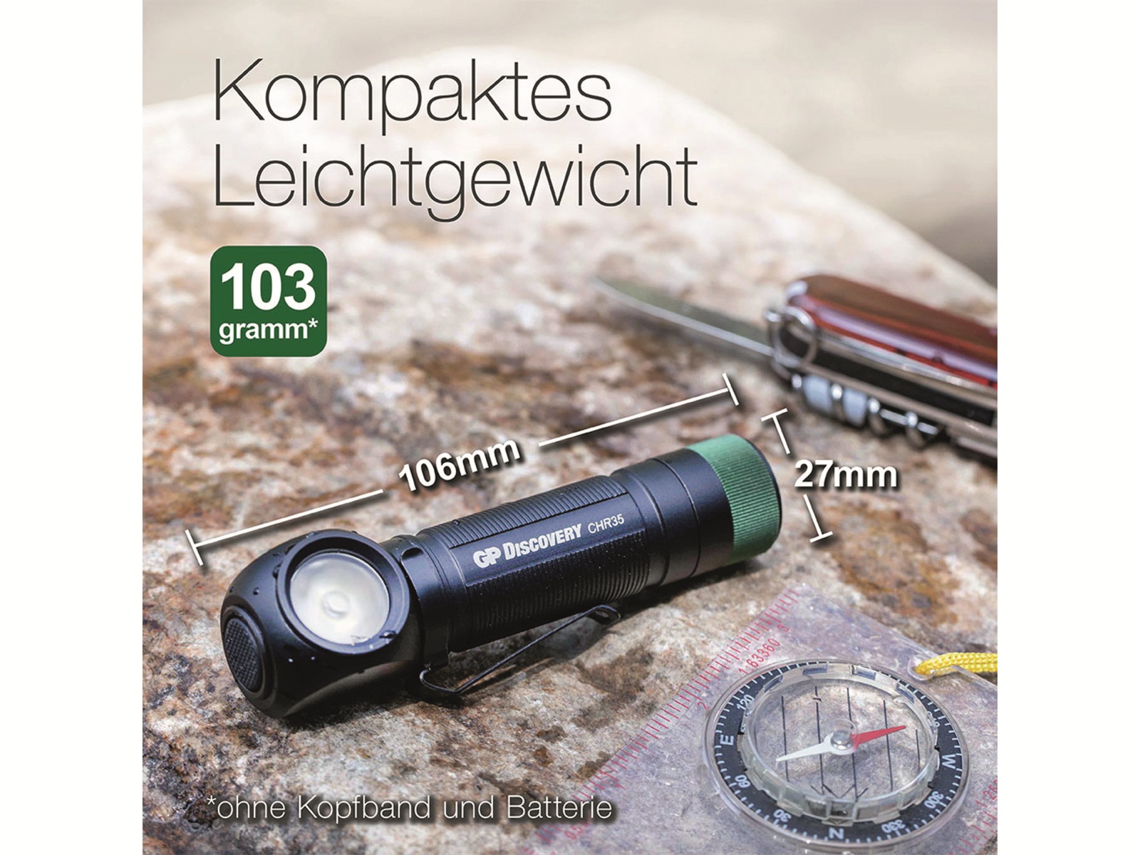 GP LED-Stirnlampe Discovery CH35, 600 lm, inkl. Li-Ion Akku 18650