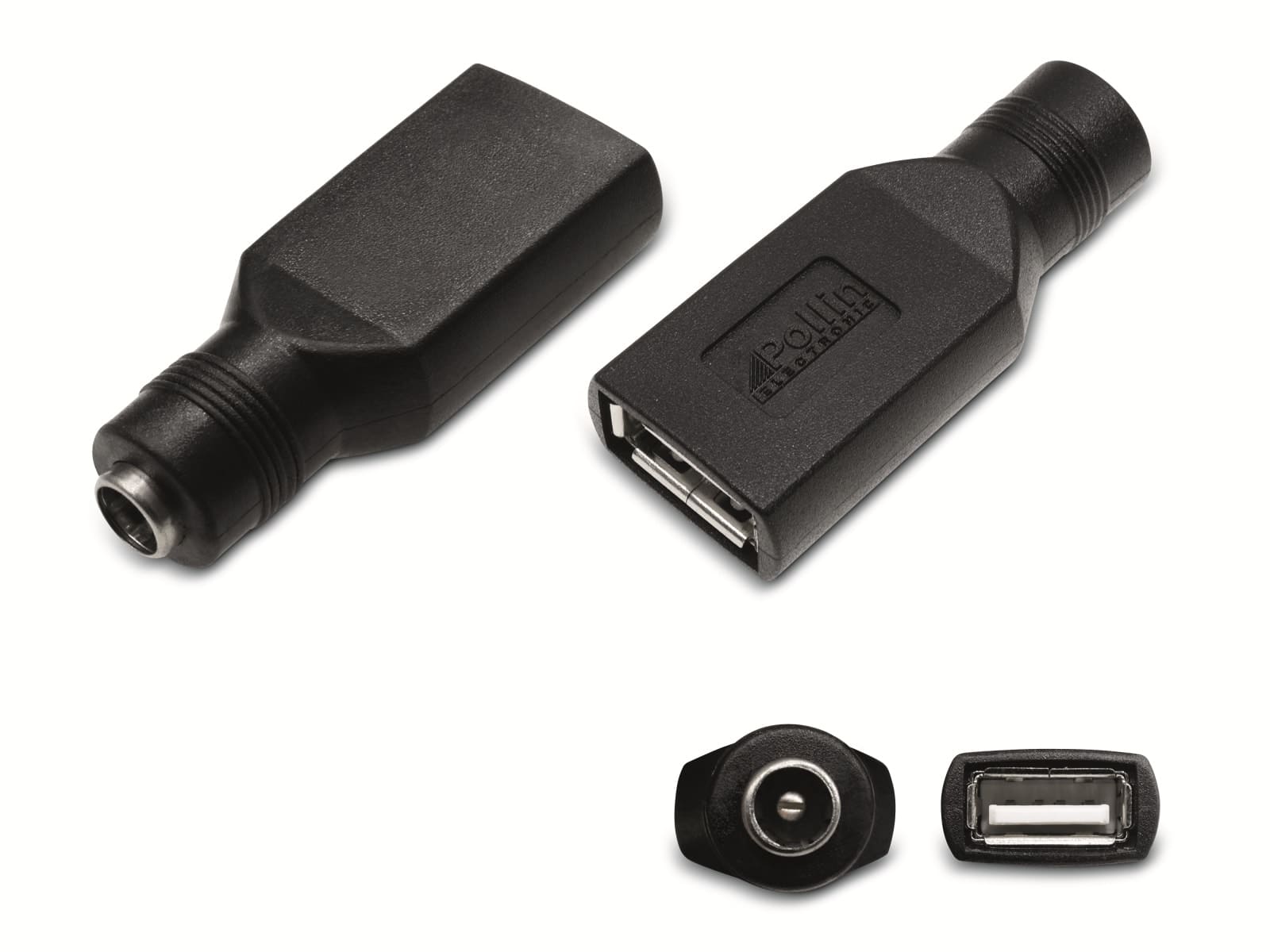 Hohlsteckeradapter, 5,5/2,1 Hohlkupplung auf USB-A Kupplung