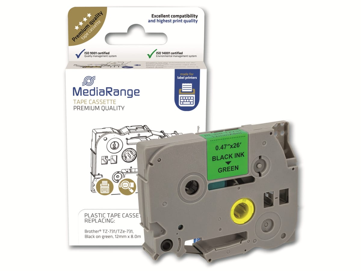 MEDIARANGE Schriftband MRBTZ731, ersetzt Brother TZ-731/TZe-731