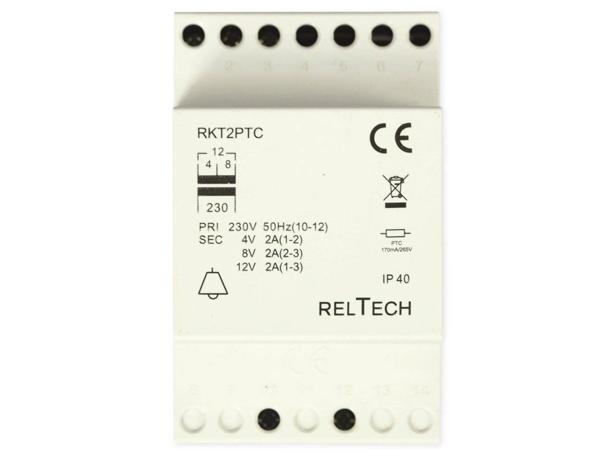 RELTECH Klingeltransformator RKT2PTC mit PTC 2A