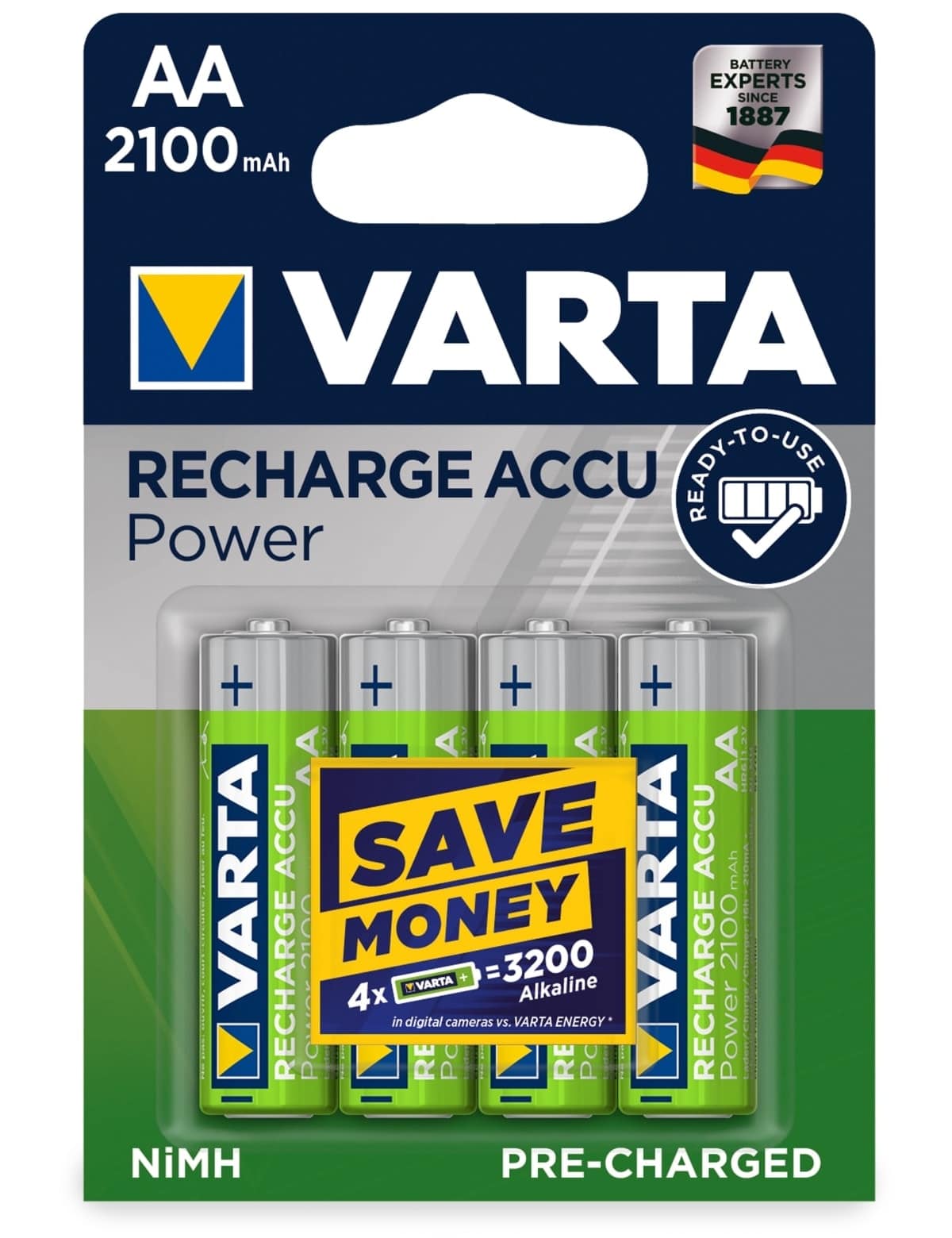 VARTA NiMH-Mignon-Akku 56706, 2100 mAh, 4 Stück