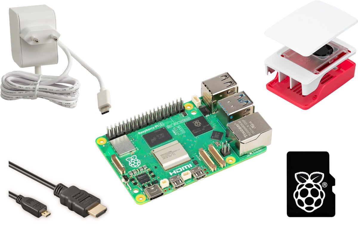 RASPBERRY PI 5 Starter-Set, 4 GB, weiß