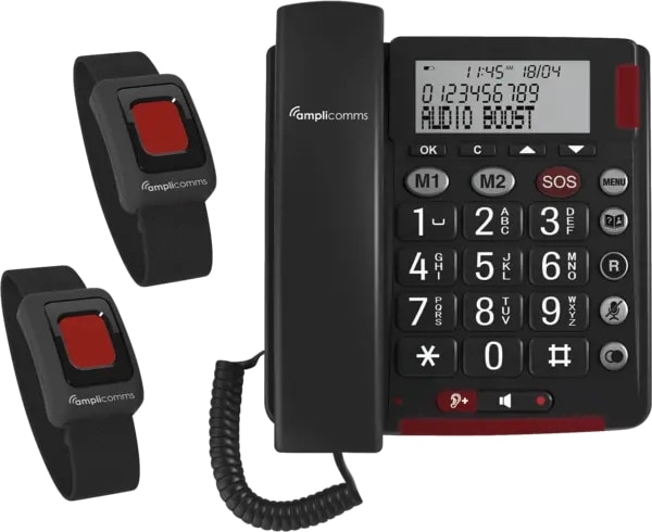 AMPLICOMMS Telefon schnurgebunden BIGTEL 50 Alarm Plus Duo