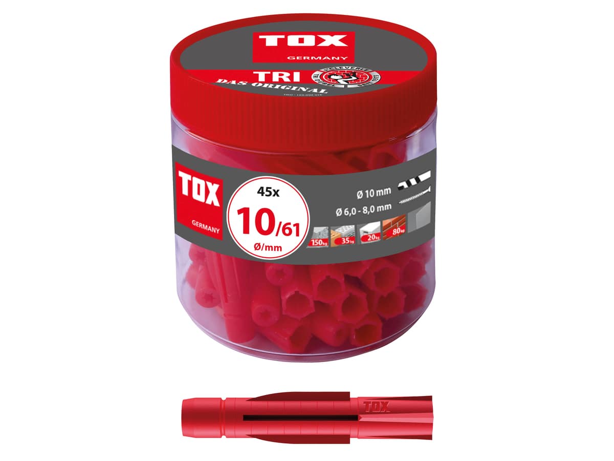 TOX Allzweckdübel Tri, 10x61 mm, in Runddose, 45 Stück