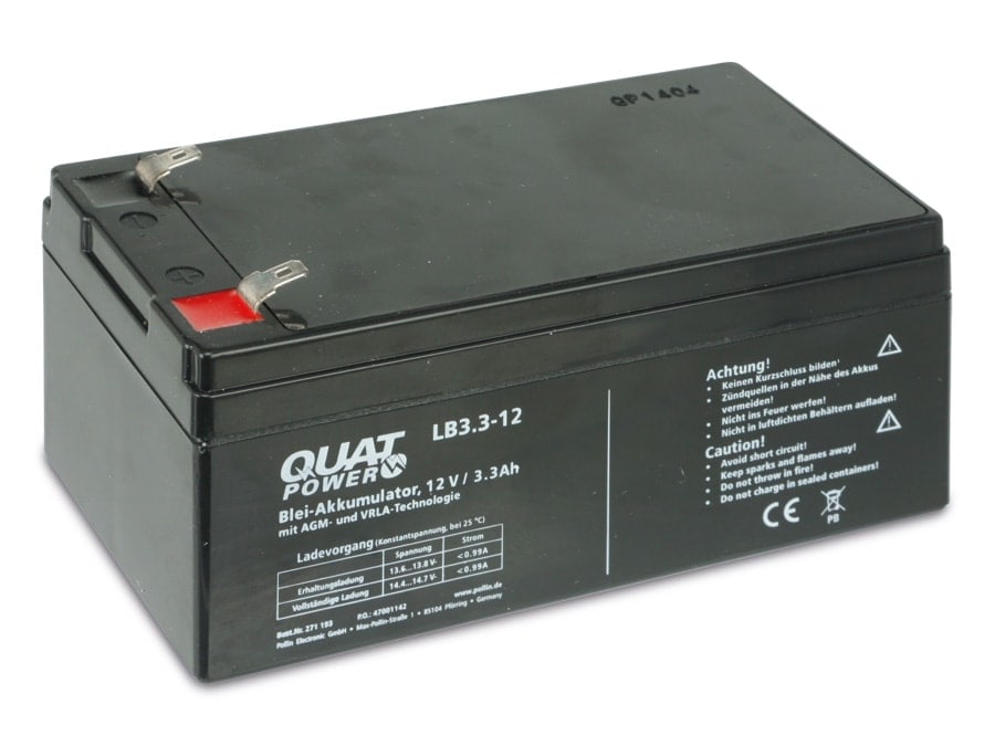 QUATPOWER Blei-Akkumulator LB3.3-12, 12 V-/3,3 Ah