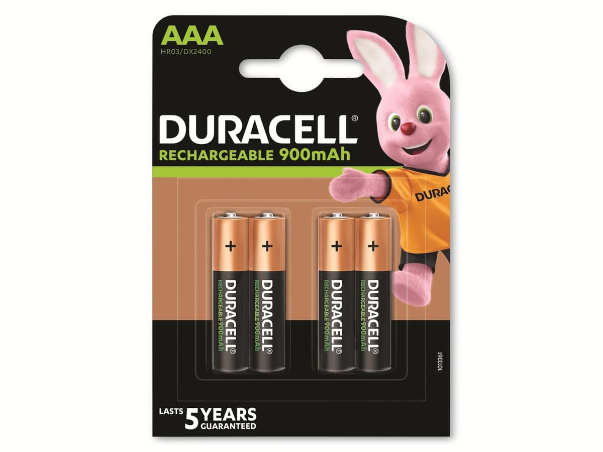 DURACELL NiMH-Micro-Akku HR03, 1.2V/900mAh, rechargeable, 4 Stück