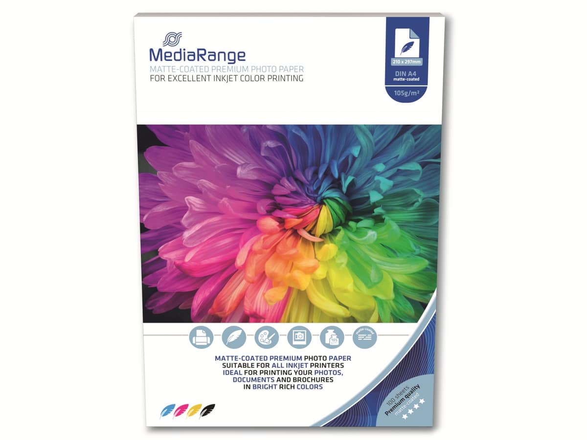 MEDIARANGE Fotopapier, DIN A4, 105 g/m², matt, 100 Blatt