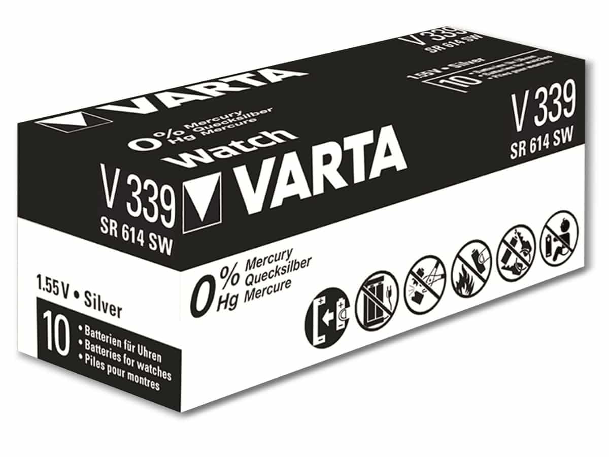 VARTA Knopfzelle Silver Oxide, 339 SR614, 1.55V, 10 Stück