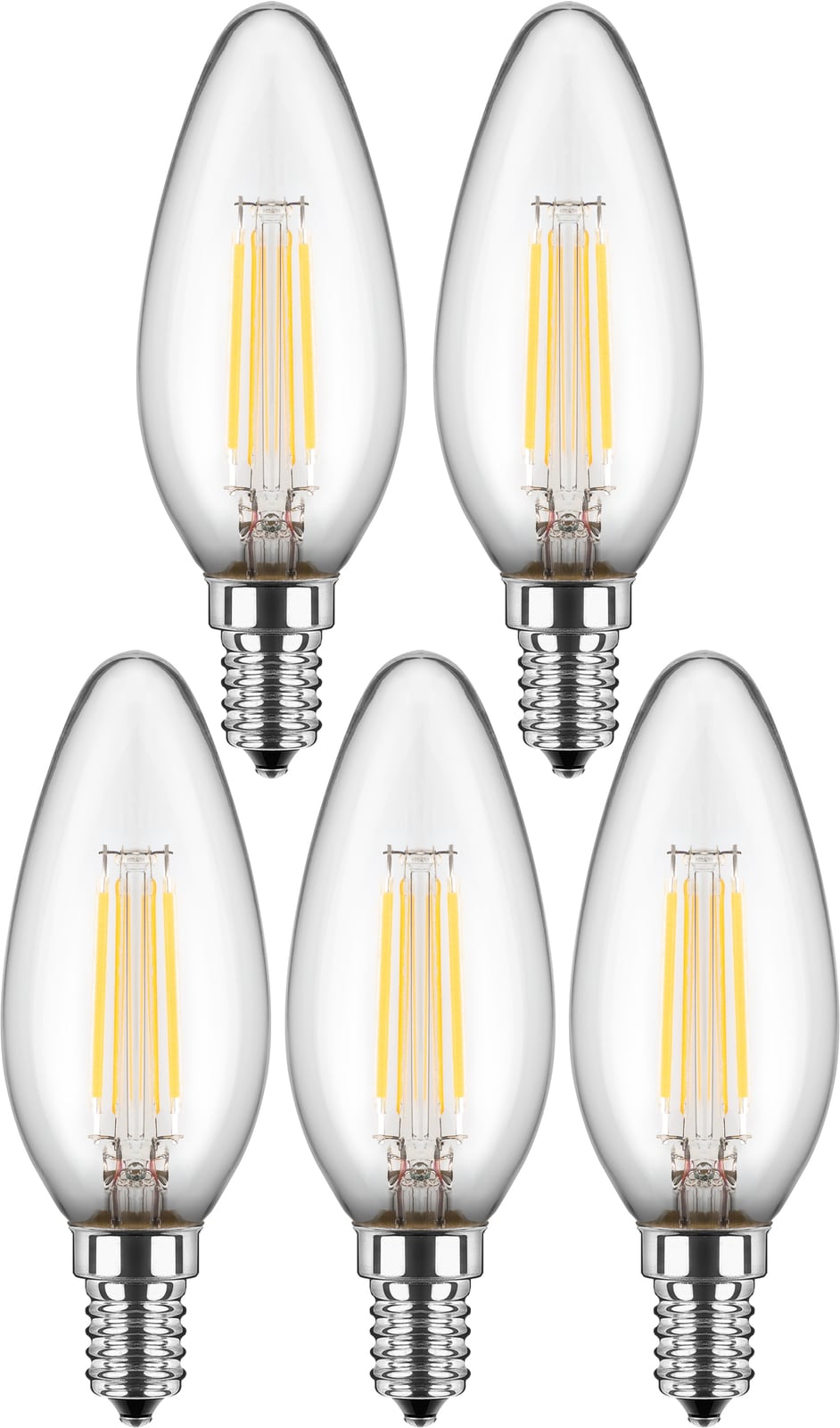 BLULAXA LED-Filament-Lampe, C35, EEK: F, E14, 4,5 W, 470 lm, 2700 K, 5 Stück