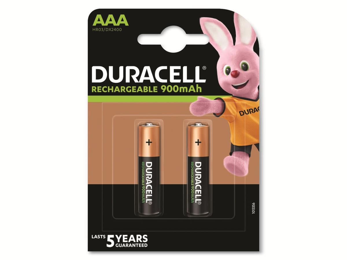 DURACELL NiMH-Micro-Akku HR03, 1.2V/900mAh, rechargeable, 2 Stück