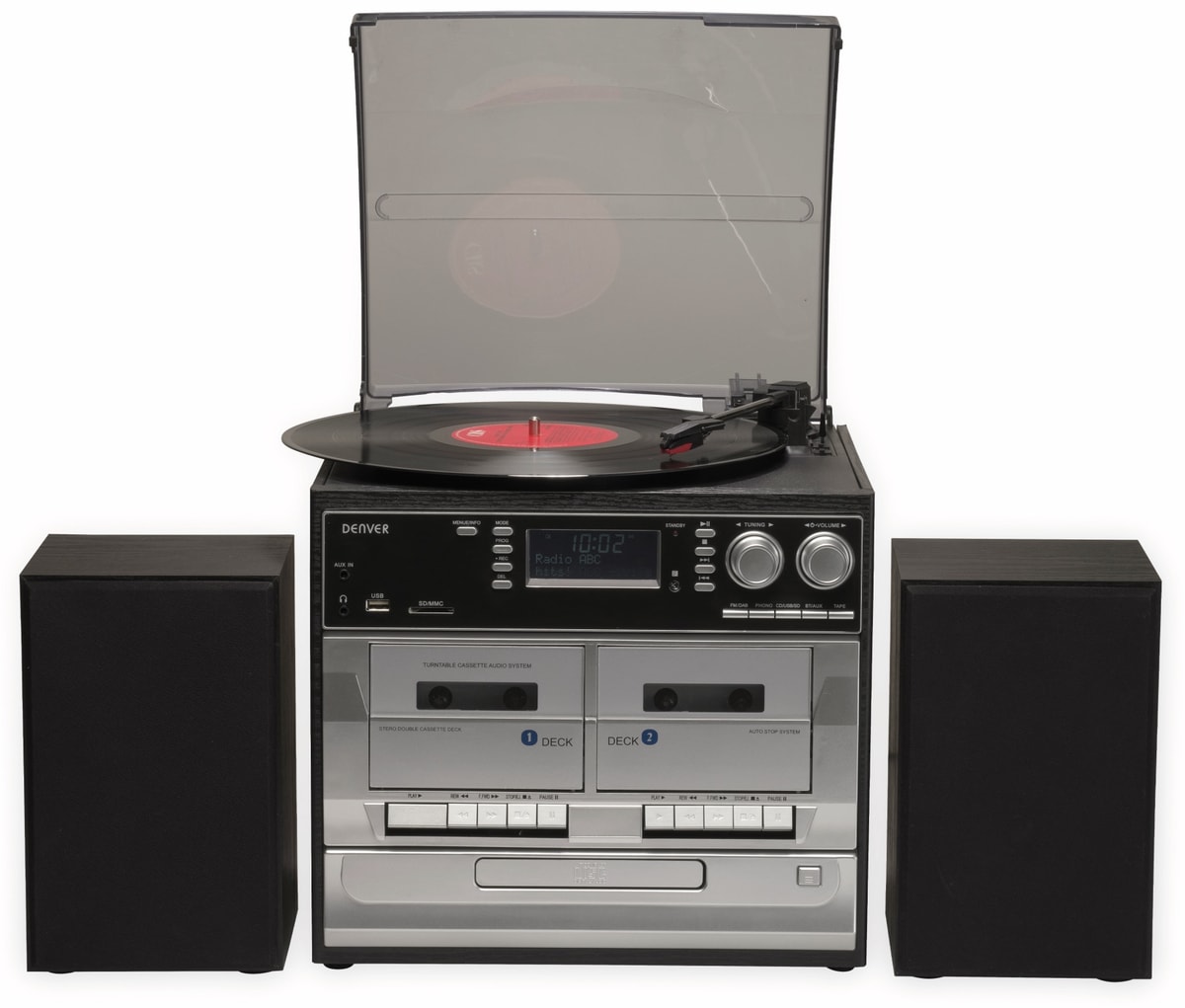 DENVER Stereoanlage MRD-166, DAB+/FM, CD-Player, Turntable, Dual Cassettendeck