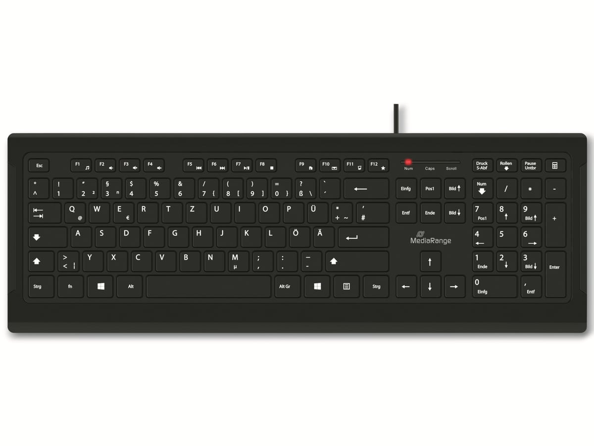 MEDIARANGE USB-Tastatur MROS101, flache Tasten, QWERTZ, schwarz