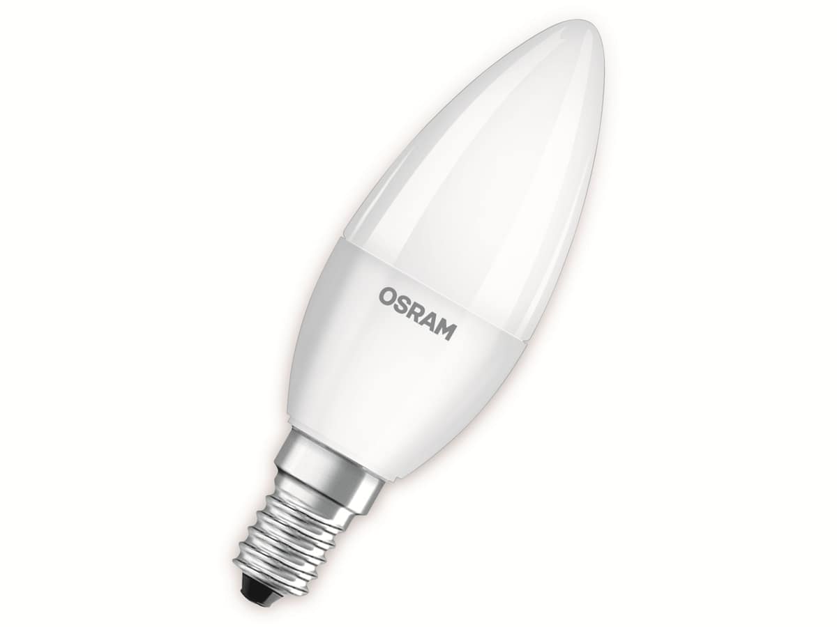 OSRAM LED-Lampe, CLB40, E14, EEK: F, 4,9W, 470lm, 2700K, 4 Stk