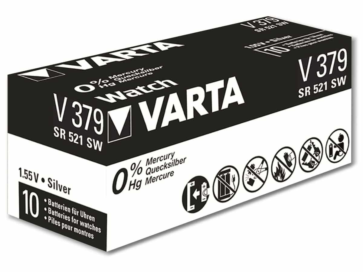 VARTA Knopfzelle Silver Oxide, 379 SR63, 1.55V, 10 Stück