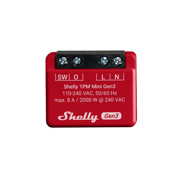 SHELLY WLAN-Schaltaktor 1PM Mini Gen 3, rot