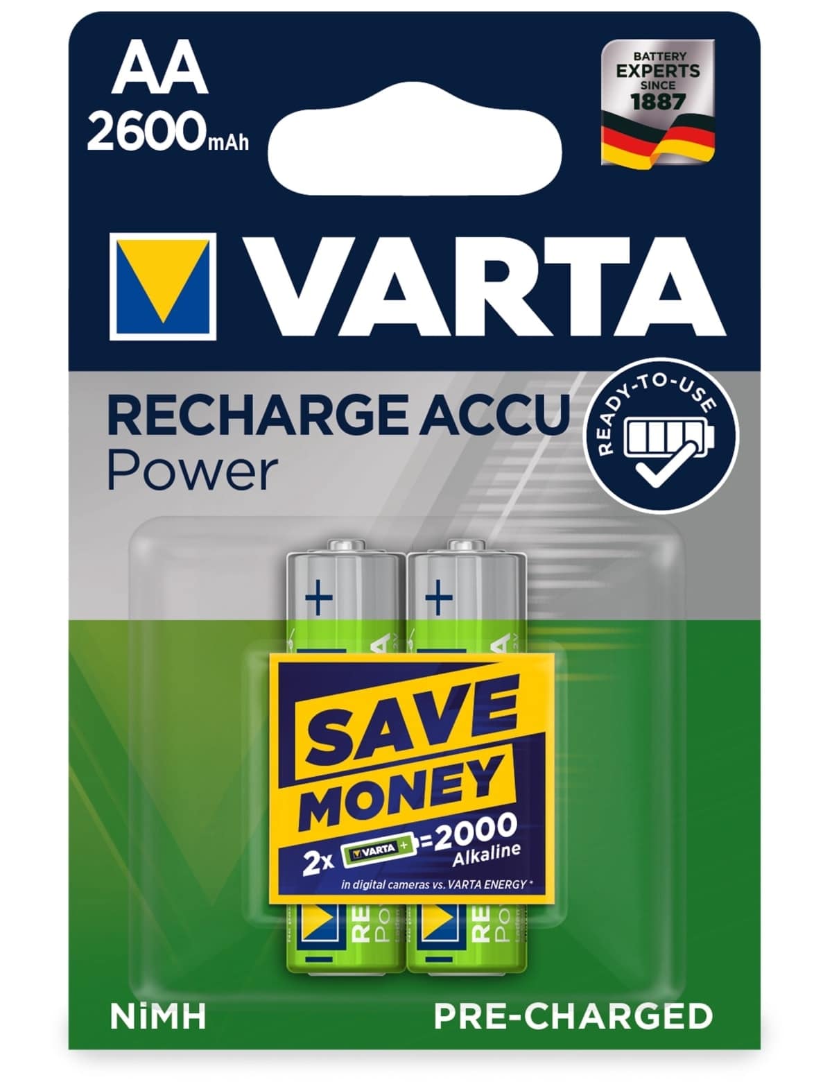 VARTA NiMH-Mignon-Akku 5716, 2600 mAh, 2 Stück