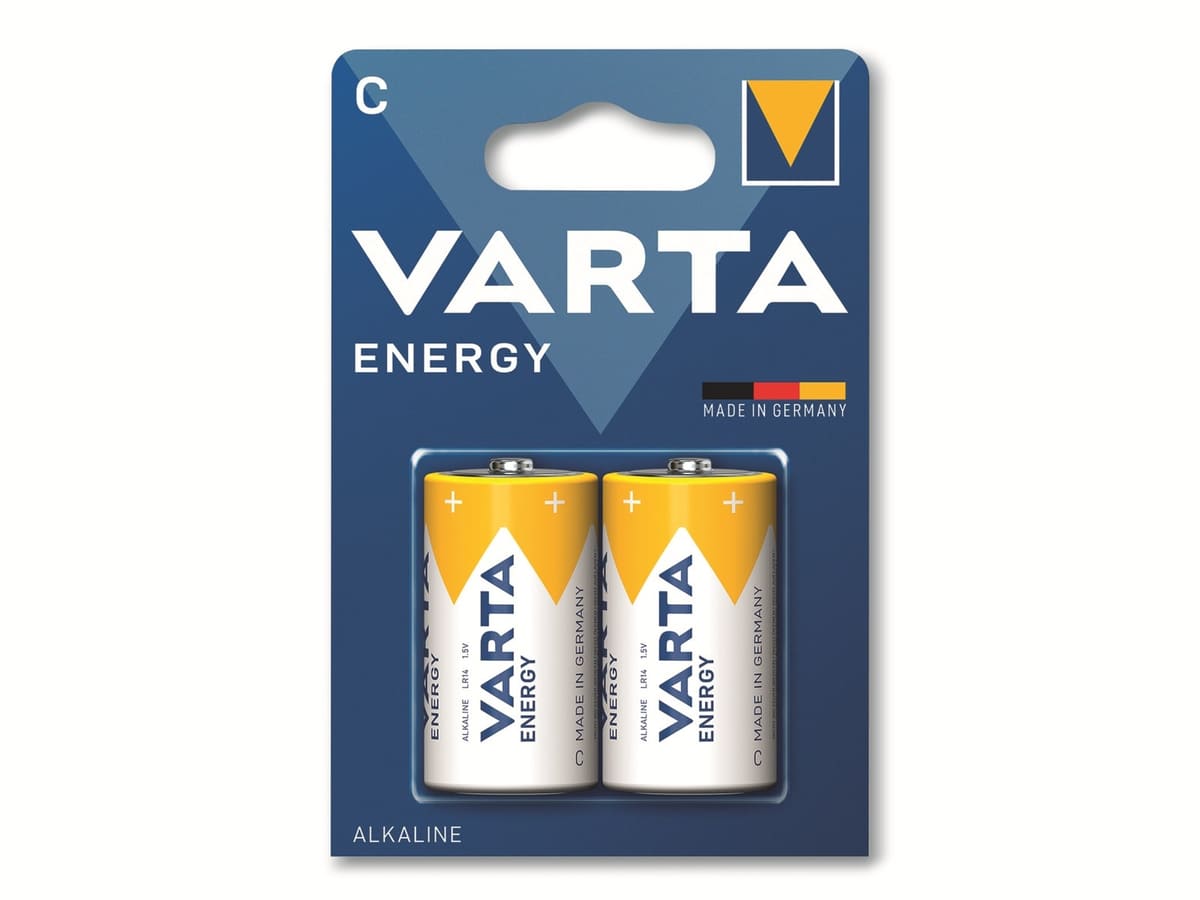 VARTA Batterie Alkaline, Baby, C, LR14, 1.5V, Energy, 2 Stück