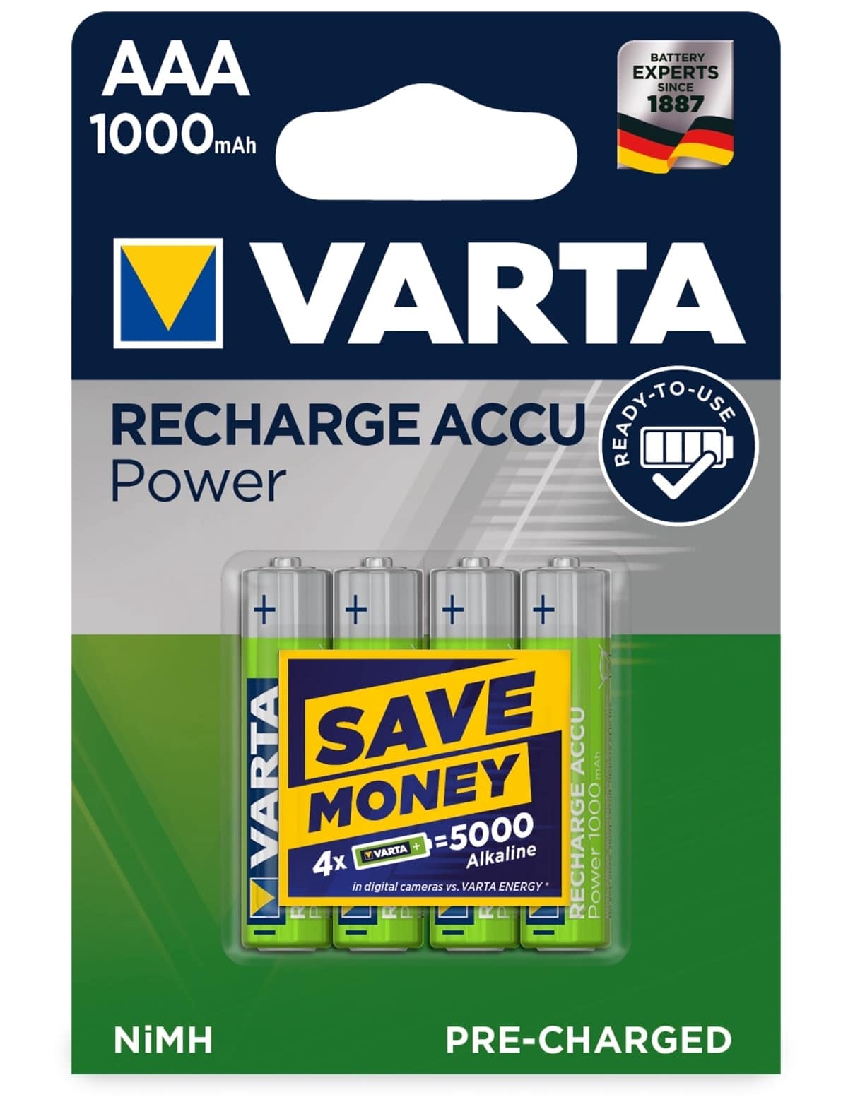 VARTA NiMH-Micro-Akku ReadyToUse AAA 5703, 4 Stück