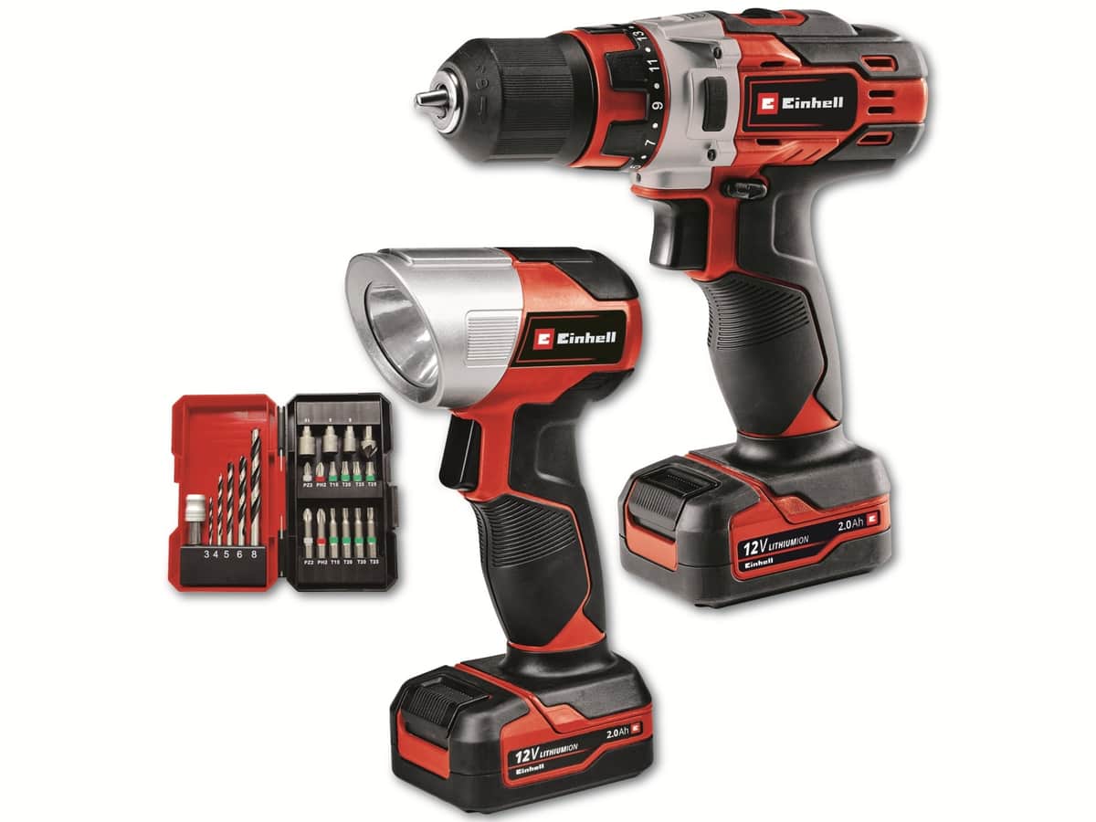 EINHELL Akku-Bohrschrauber-Set TE-CD 12/1 Li +22+CL (2x2.0 Ah)