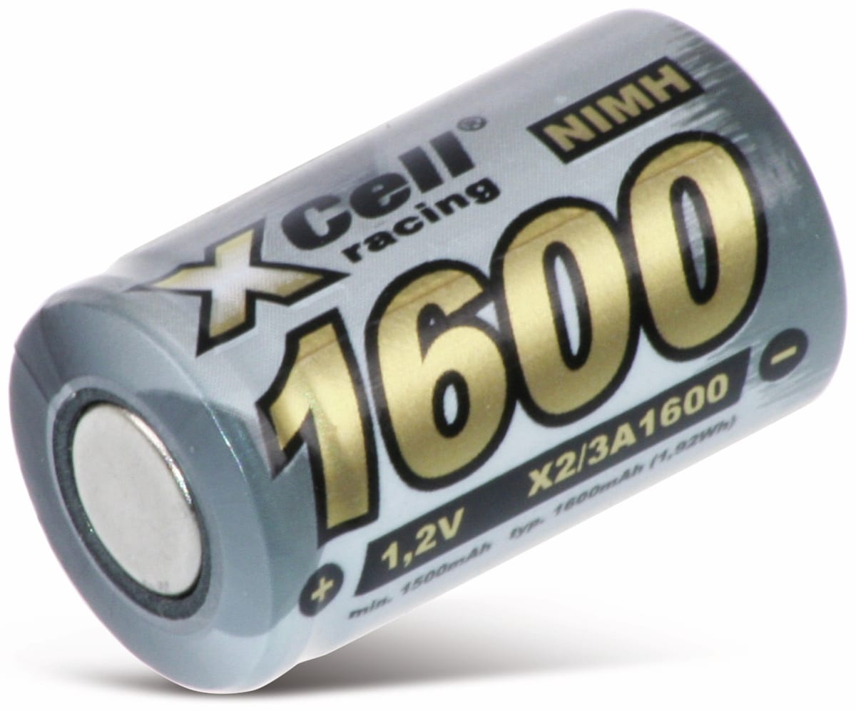 XCELL NiMH-Akku, Industriezelle, 2/3 A, Flat-Top, 28,5x17mm, 1,2V/1600mAh