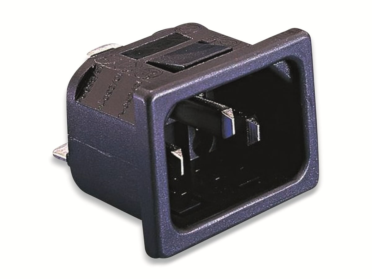 BULGIN PX0575/15/28, Kaltgeräte-Steckverbinder PX Stecker, vertikal, Gesamtpolzahl:2+PE,10A,Schwarz