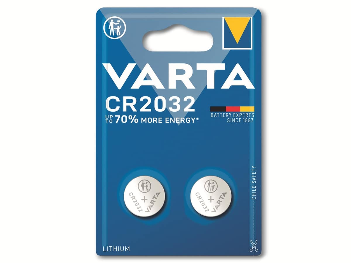 VARTA Knopfzelle Lithium, CR2032, 3V 2 Stück