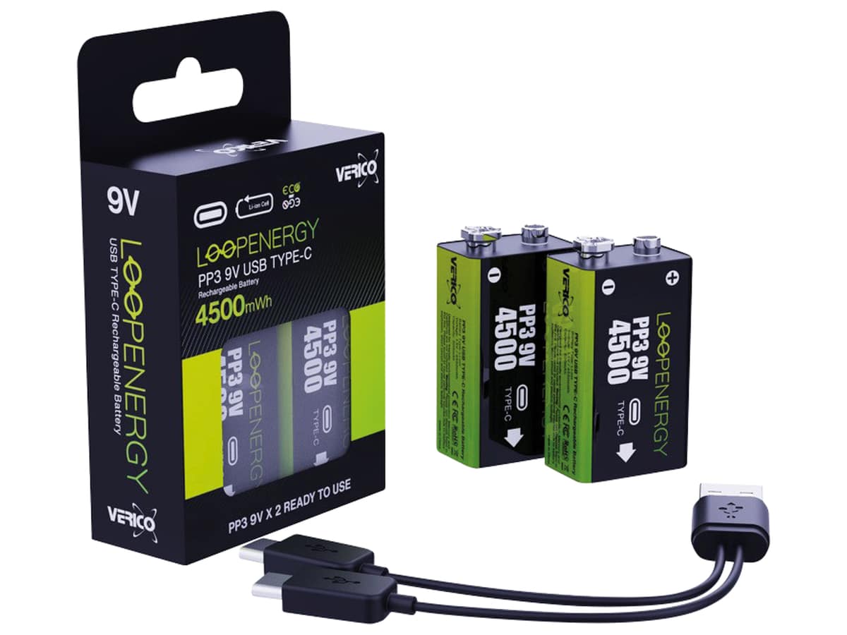 VERICO Li-Ion-Akku LoopEnergy 9 V-Blockakku, 500mAh, 2 Stück