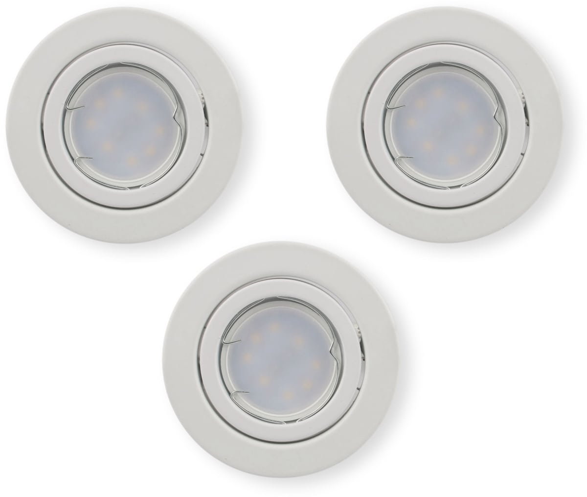 V-TAC LED-Einbauleuchten Set VT 3333 (8882), GU10, EEK:F, 5W, 400lm, 4000K, weiß, 3 Stück