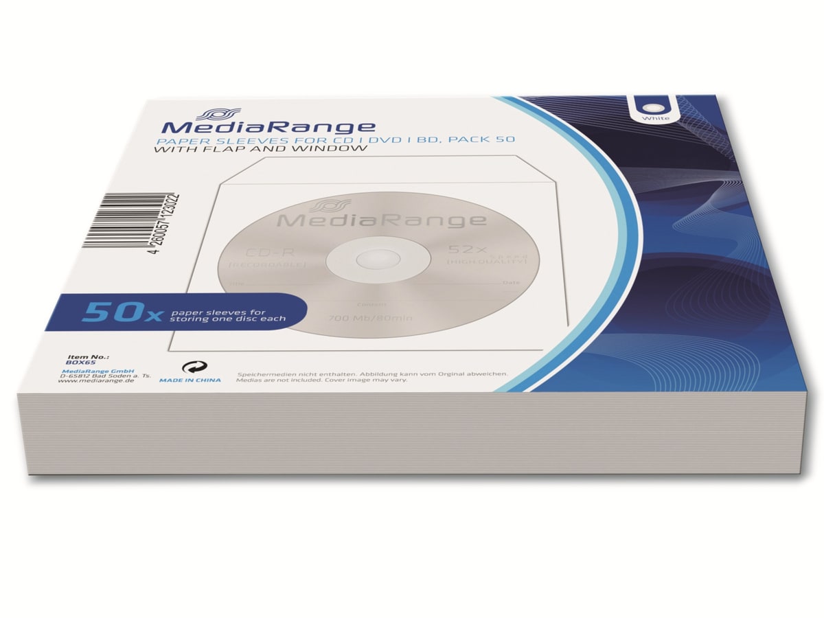 MEDIARANGE CD-Papiertaschen, 50er Pack