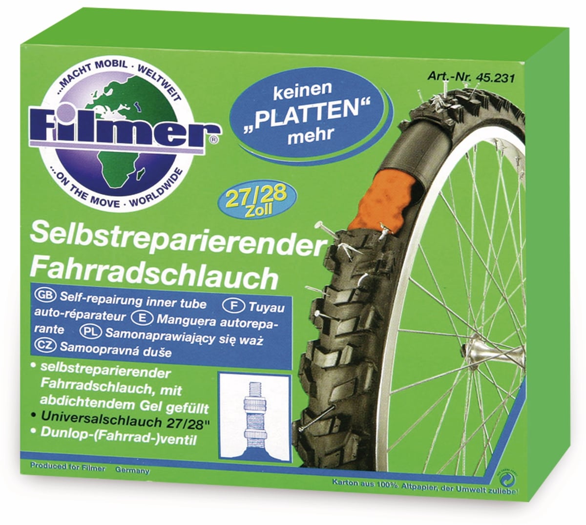 FILMER Selbstreparierender Fahrradschlauch (27"/28")