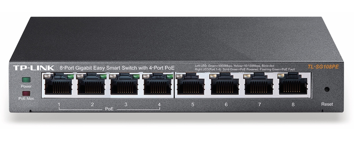 TP-LINK Switch TL-SG108PE, 8-port Gigabit