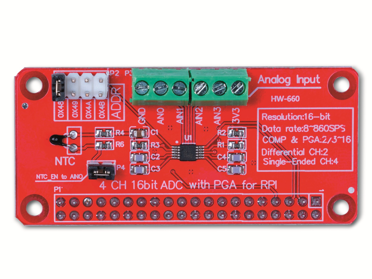 JOY-IT A/D-Modul, RB-ADC01, 4 Channel A/D Modul für Raspberry Pi