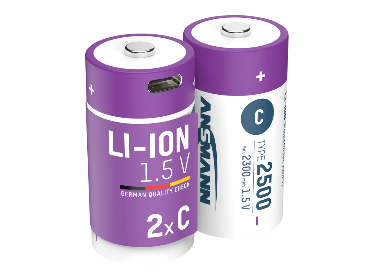 ANSMANN Li-Ion Baby-C-Akku, Typ 2500 (min. 2300mAh), 2 Stück