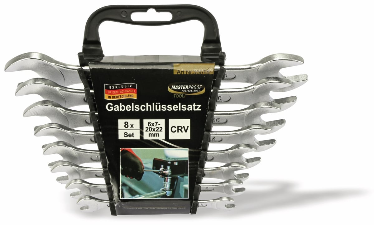 MASTERPROOF Gabelschlüssel-Satz, 6...22mm, 8 teilig