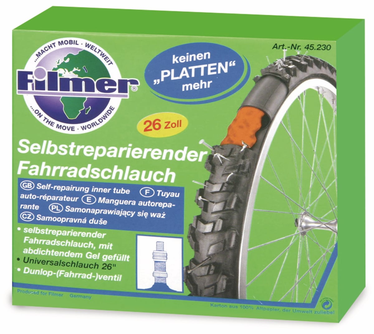 FILMER Selbstreparierender Fahrradschlauch, 66 cm (26")